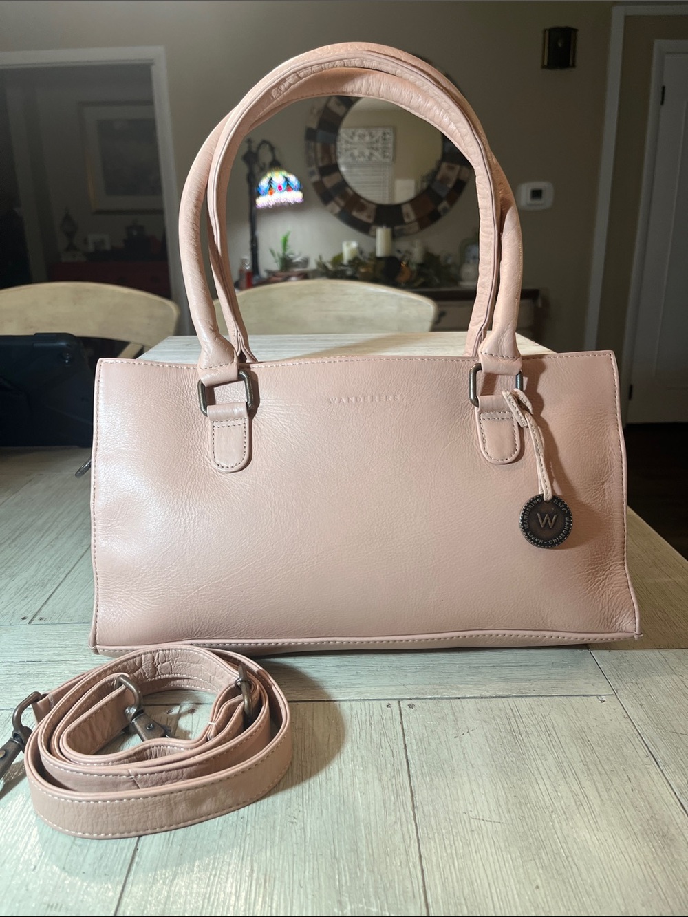Wanderers Travel Co.Rose Blush Leather Shoulder Bag with Removable Strap